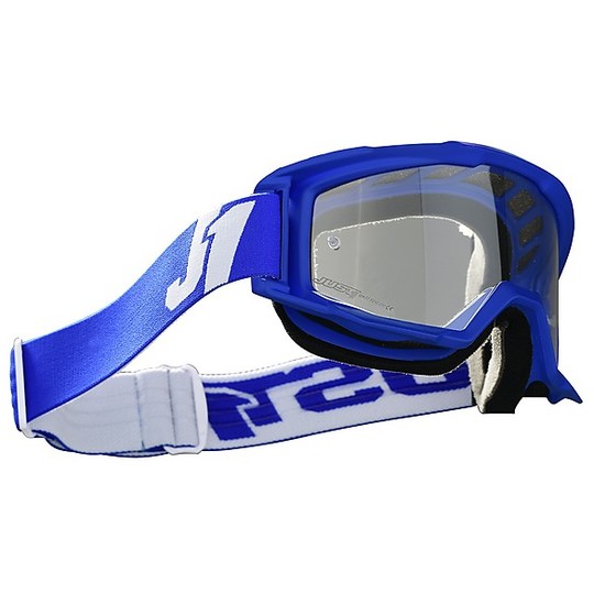 Occhiali Maschera Moto Cross Enduro Just1 Vitro Solid Blu White