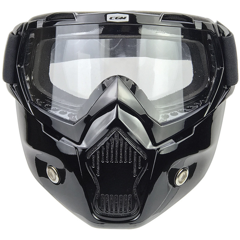 Occhiali Maschera Moto Custom Cgm 740m MASK Nero Lente Trasparente
