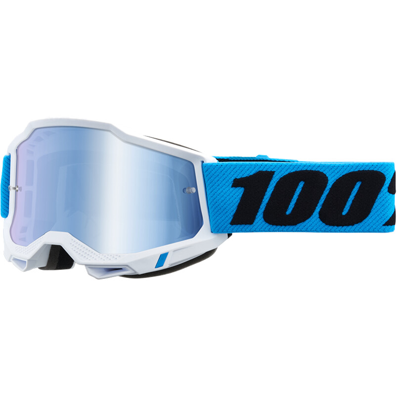Occhiali Moto Cross Enduro 100% ACCURI 2 NOVEL Lente Specchio Blu