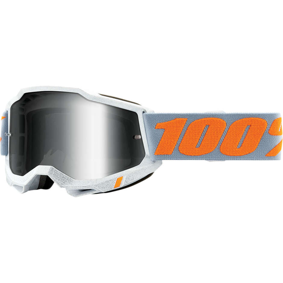 Occhiali Moto Cross Enduro 100% ACCURI 2 Speedco Lente a Specchio Silver