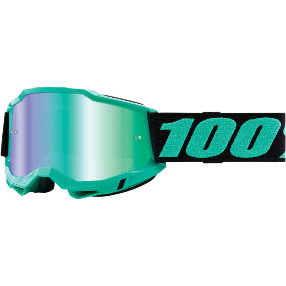 Occhiali Moto Cross Enduro 100% ACCURI 2 Tokyo Lente a Specchio Verde