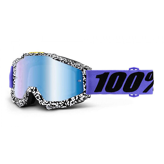 Occhiali Moto Cross Enduro 100% ACCURI BrentWood Lente Mirror Blu