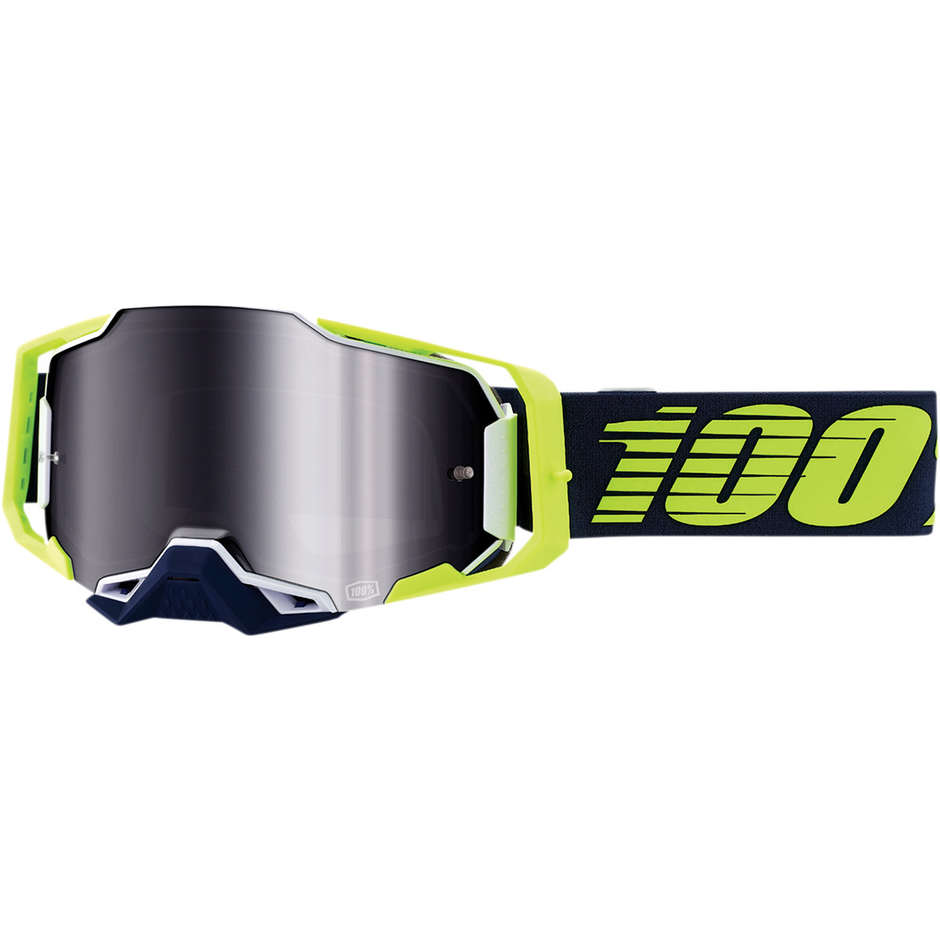 Occhiali Moto Cross Enduro 100% ARMEGA Deker Lente a Specchio Silver