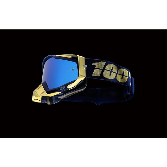 Occhiali Moto Cross Enduro 100% RACECRAFT Renaissance Lente Mirror Blu Più Lente Chiara