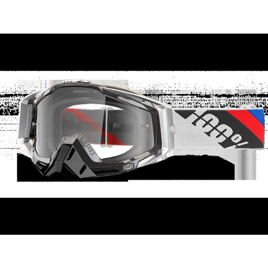 Occhiali Moto Cross Enduro 100% RACECRAFT Slant Carbon Lente Chiara