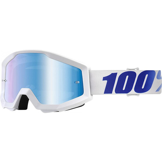 Occhiali Moto Cross Enduro 100% Strata Equinox Lente Specchio Blu