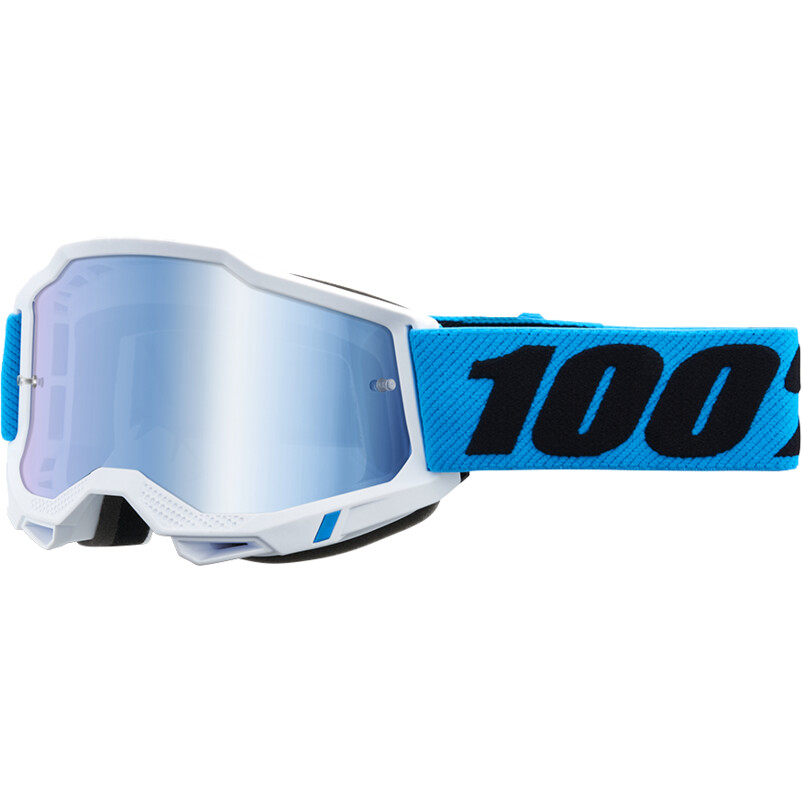 Occhiali Moto Cross Enduro Bambino 100% ACCURI 2 Jr NOVEL Lente Specchio Blu