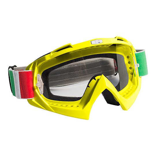 Occhiali 100% Strata 2 Giallo Fluo Lenti A Specchio Rosse - Bici E Motocross
