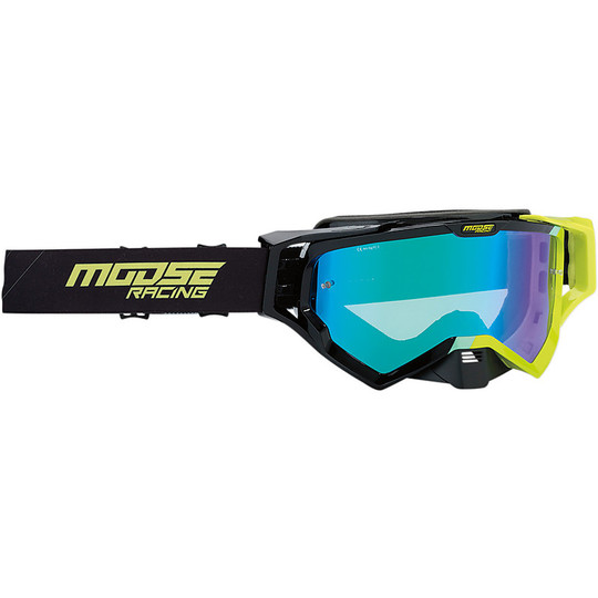 Occhiali Moto Cross Enduro Moose Racing XCR Hatch Nero Giallo Hi-Vision