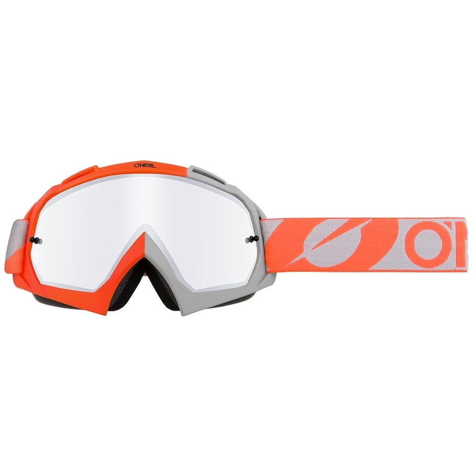 Occhiali Moto Cross Enduro Oneal B 10 Goggle Twoface Arancio Grigio  Ilver Mirror