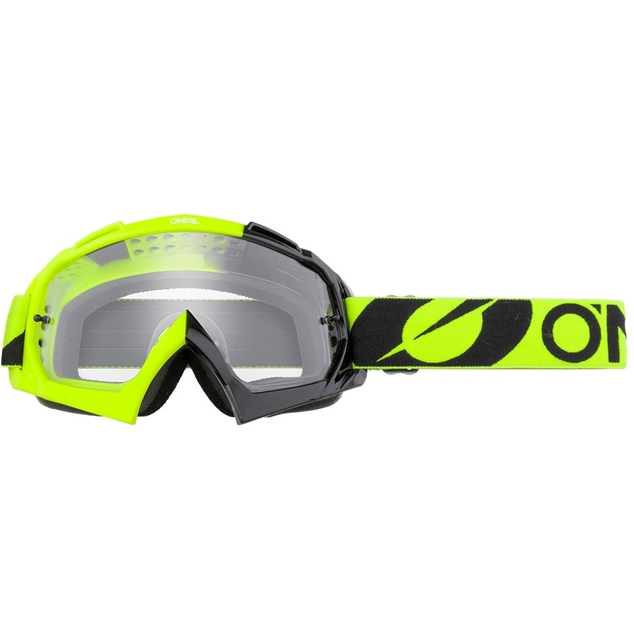 Occhiali Moto Cross Enduro Oneal B 10 Goggle Twoface Nero Giallo   Clear