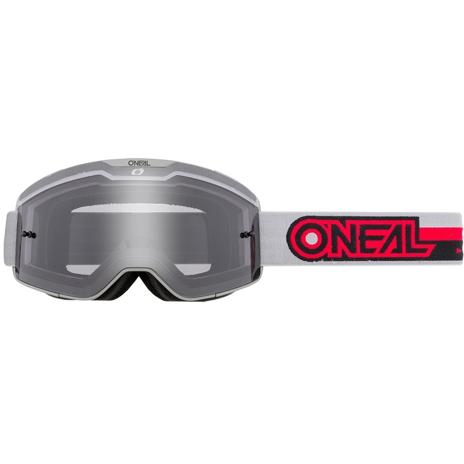 Occhiali Moto Cross Enduro Oneal B 20 Goggle Proxy Grigio Rosso   Radium Rosso