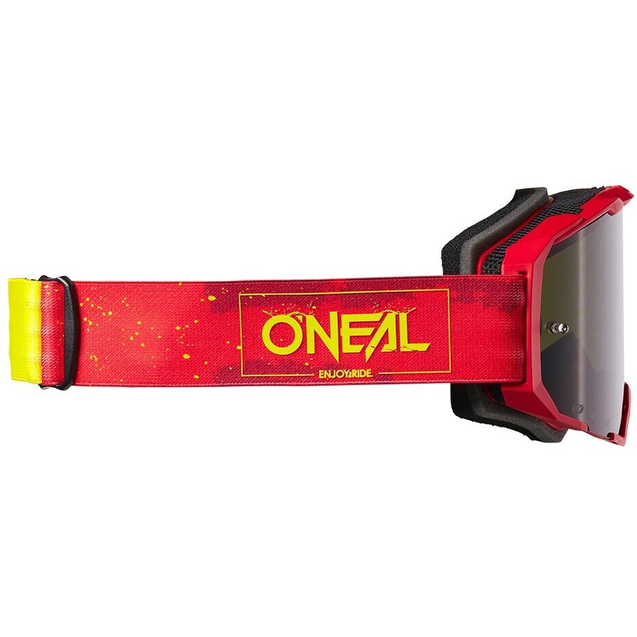 Occhiali Moto Cross Enduro Oneal B-22 PAINT Rosso Giallo