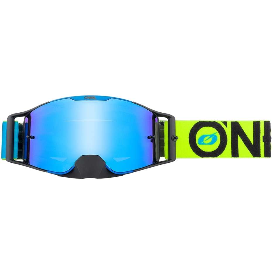 Occhiali Moto Cross Enduro Oneal B 30 Goggle Bold Blu Giallo   Radium Blu