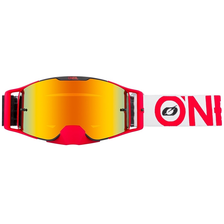 Occhiali Moto Cross Enduro Oneal B 30 Goggle Bold Nero Rosso   Radium Rosso
