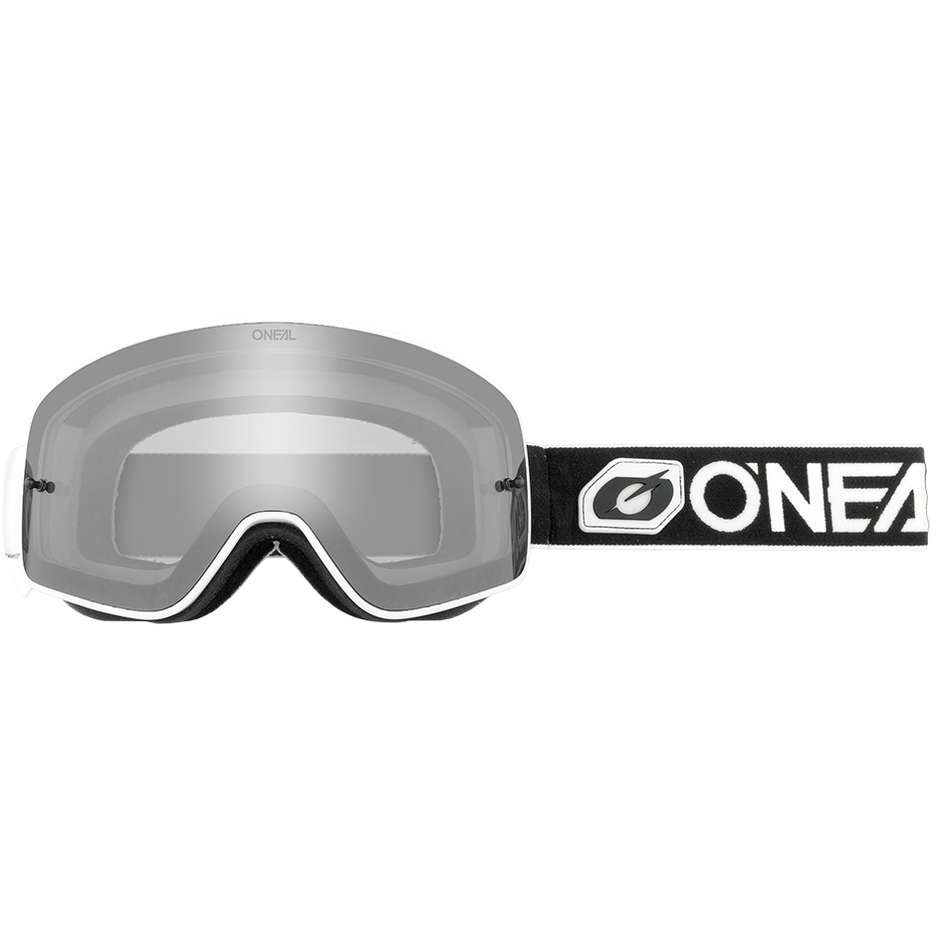 Occhiali Moto Cross Enduro Oneal B 50 Goggle Force Nero Bianco  Ilver Mirror