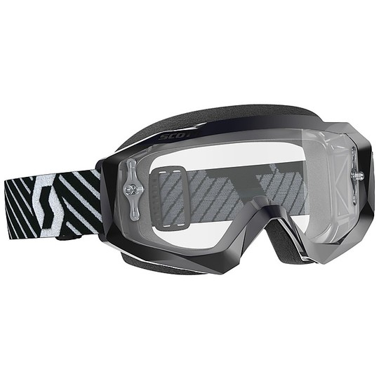 Occhiali Moto Cross Enduro Scott Hustle X MX Nero Bianco lente Trasparente 