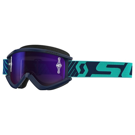 Occhiali Moto Cross Enduro Scott Recoil XI Blu Celeste lente Purple