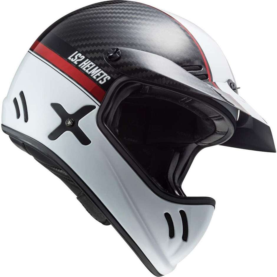 Off Road Carbon Motorcycle Helmet Ls2 MX471 XTRA C Yard White Red