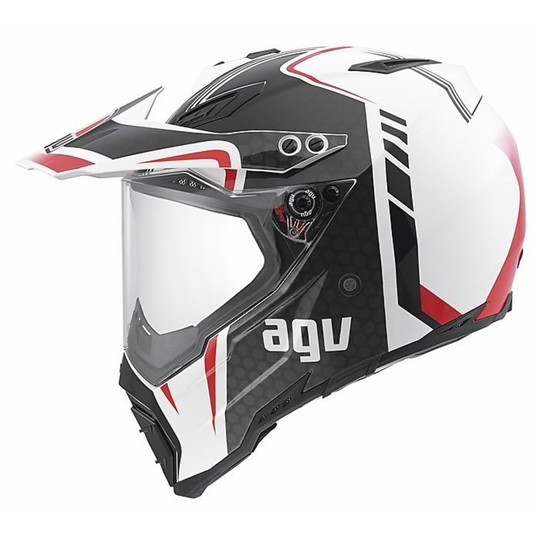 Off-road Motorcycle Helmet AGV AX-8 Dual Multi Evo GT gunmetal red white