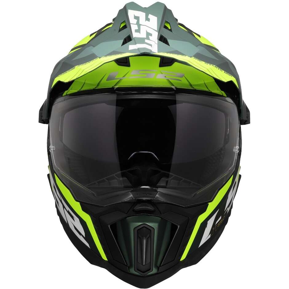 Off Road Motorcycle Tourism Helmet Ls2 MX701 EXPLORER HPFC SPIRE Green Yellow Fluo