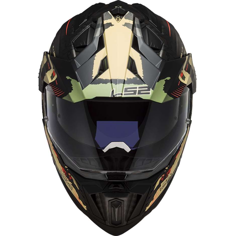 Offroad-Motorradtourismus-Helm aus Carbon Ls2 MX701 EXPLORER C EXTEND Military Green Matt