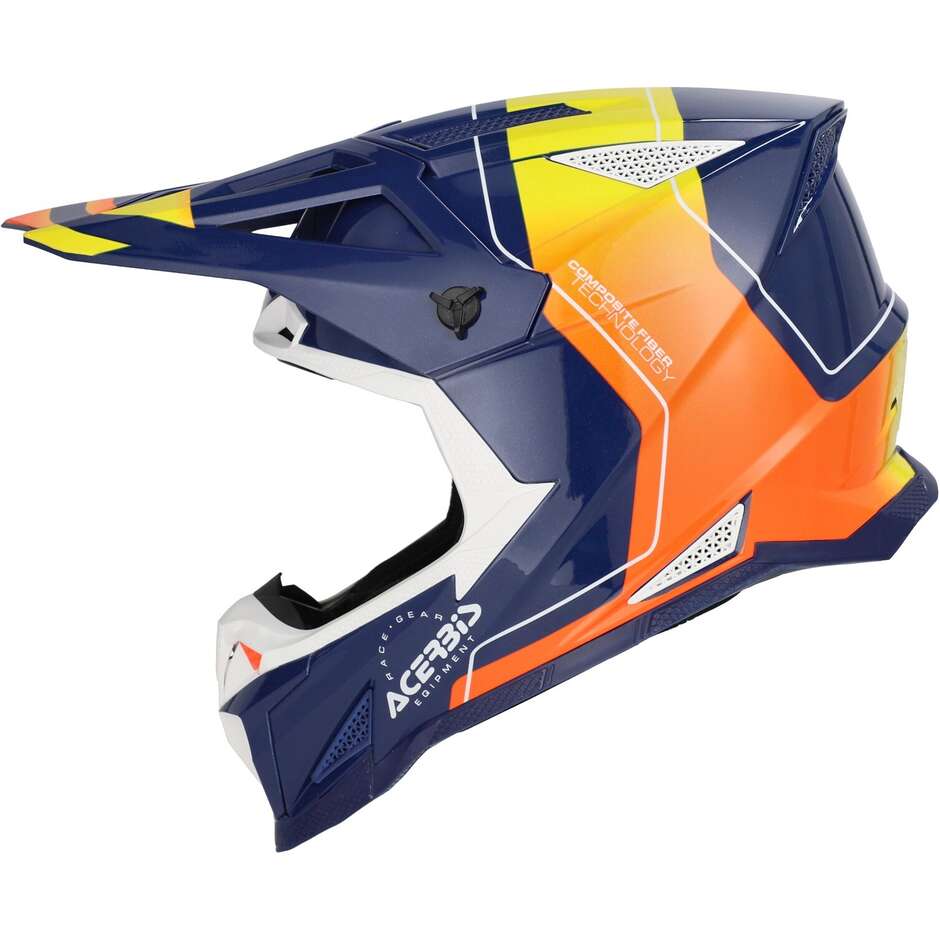 OFFROAD T711 Blue Orange Cross Motorcycle Helmet