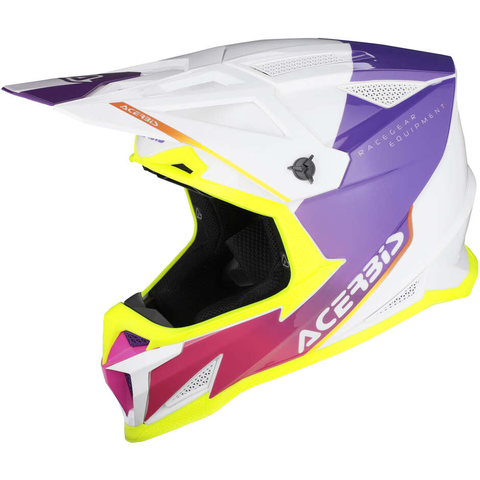 OFFROAD T711 Weiß/Lila Moto Cross Helm Online-Verkauf - Outletmoto.eu