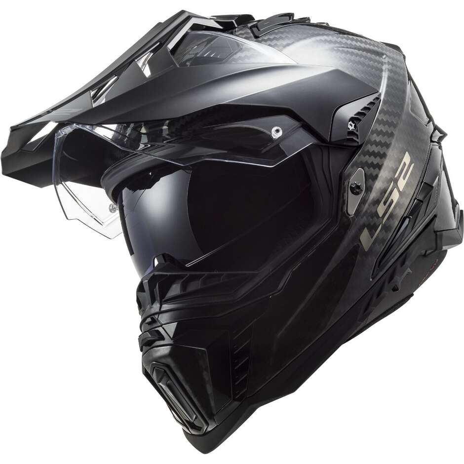 Offroad-Touren-Motorradhelm aus Carbon Ls2 MX701 EXPLORER C Glossy Carbon