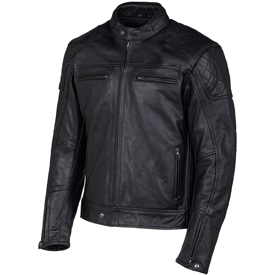 Oj Atmosphere J234 ACE MAN Black Leather Motorcycle Jacket