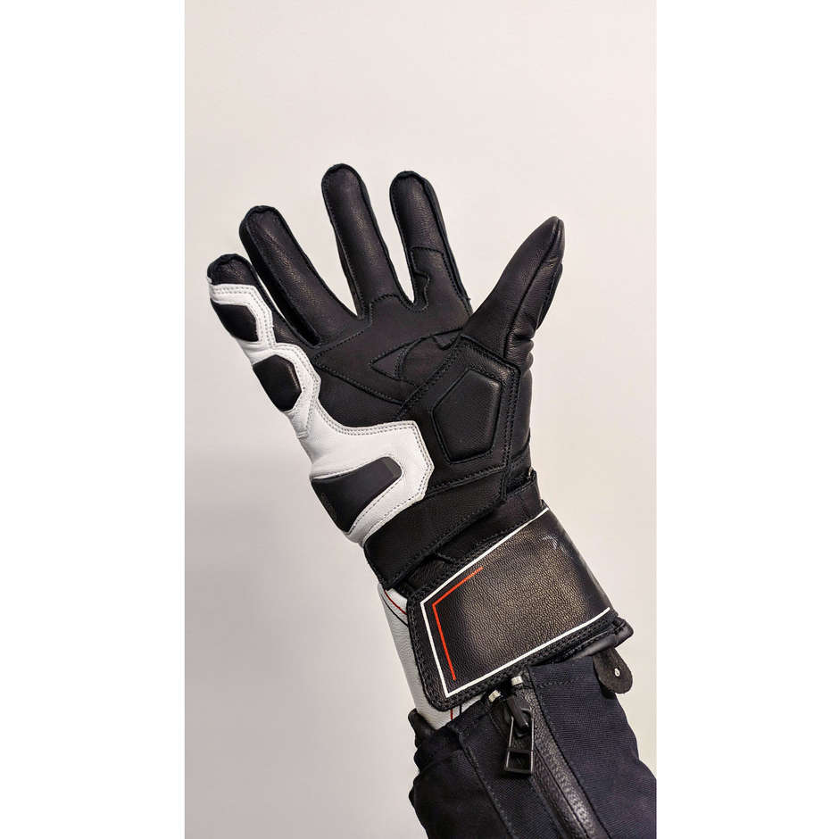 Oj Atmosphere SLEEK Leather Motorcycle Gloves Black White Red