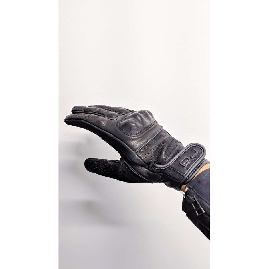 Oj Atmospheres STONE Black Summer Leather Motorcycle Gloves