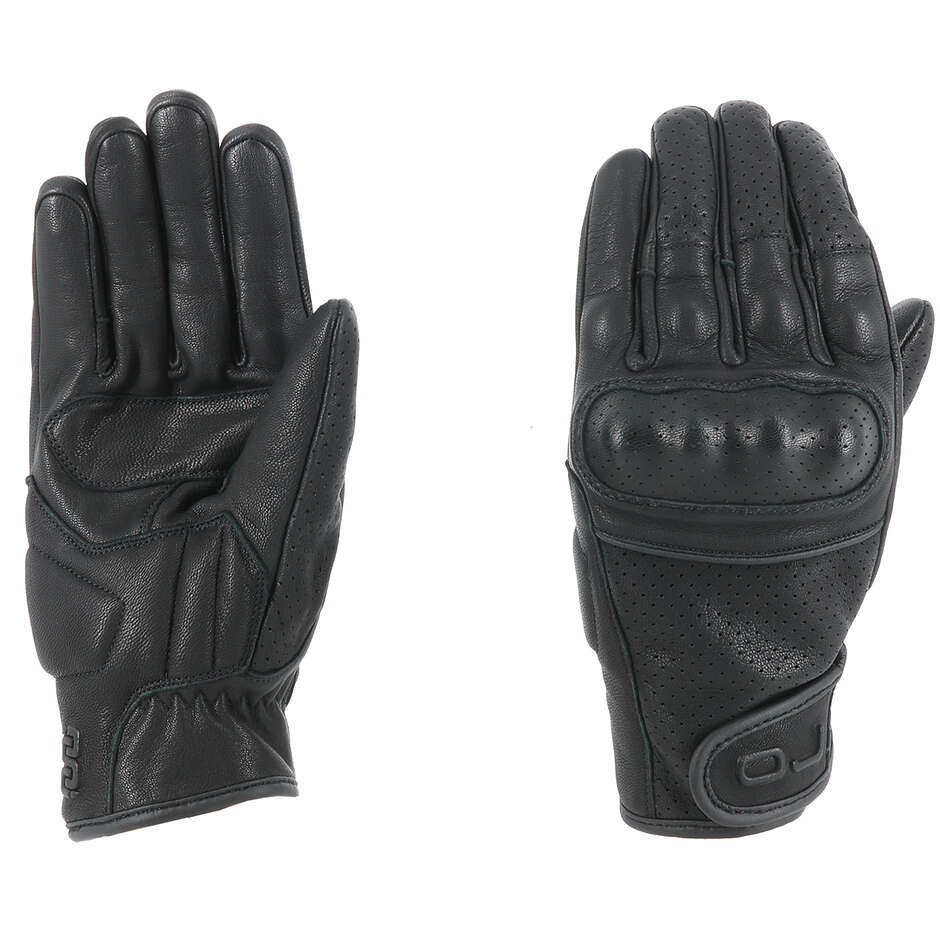 Oj Atmospheres STONE Black Summer Leather Motorcycle Gloves