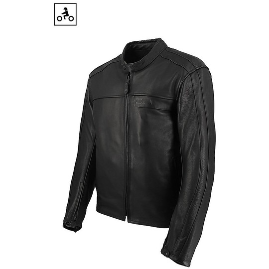 OJ REASON Man Black Leather Motorcycle Jacket