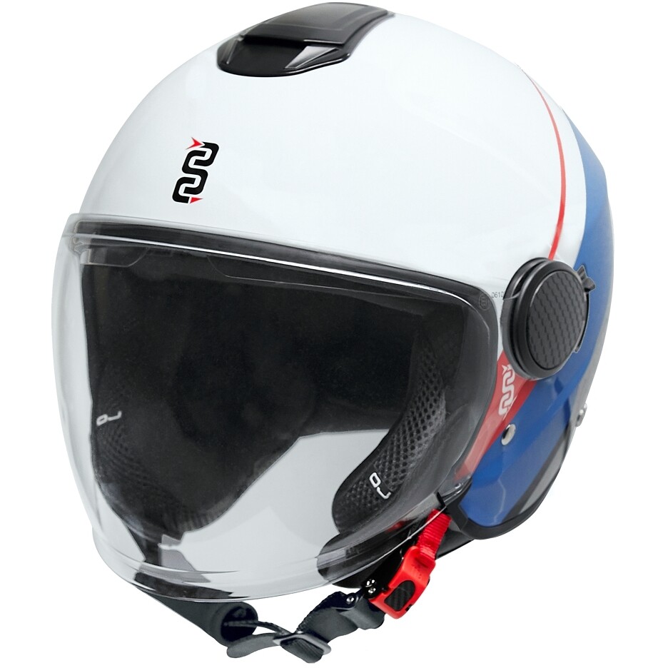 OJ VIAGGIO ADV Jet Motorcycle Helmet White Red Blue