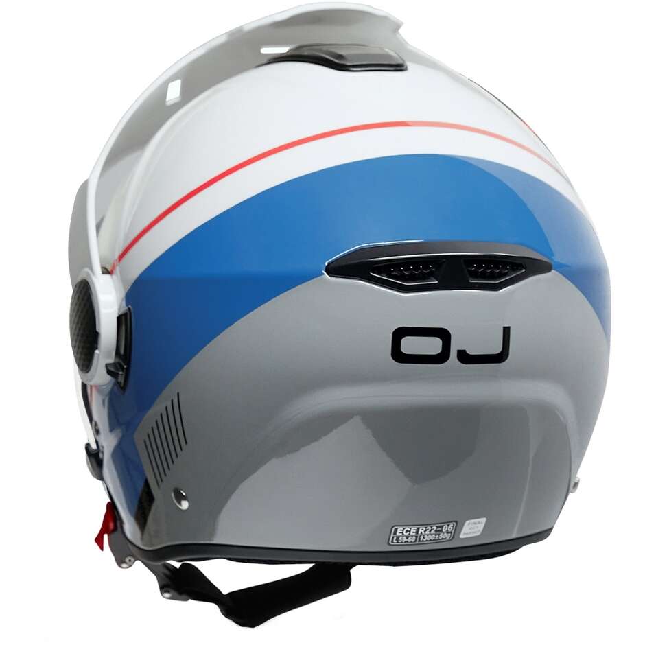 OJ VIAGGIO ADV Jet Motorcycle Helmet White Red Blue