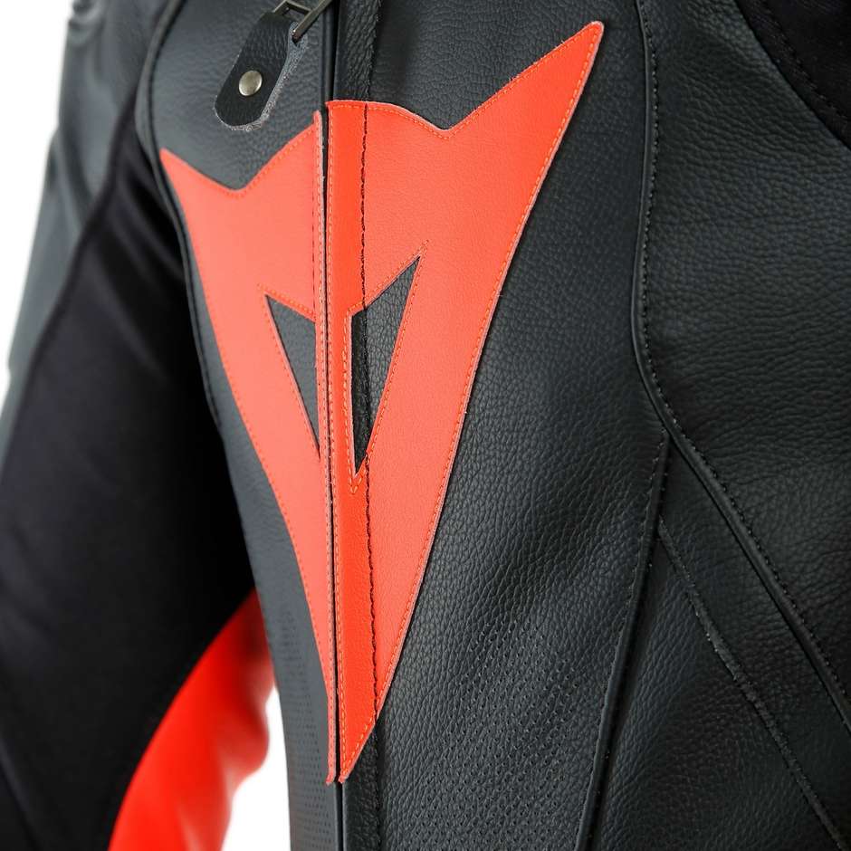 One Piece Moto Racing Leather Suit Dainese LAGUNA SECA 5 1pc Perforated Black White Red Fluo