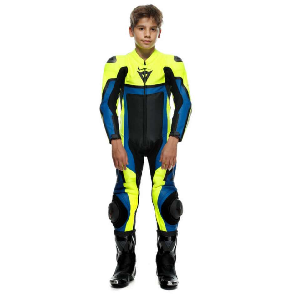One Piece Professional Child Dainese GEN-Z JUNIOR 1PC Perforated Fluo Yellow Blue Black