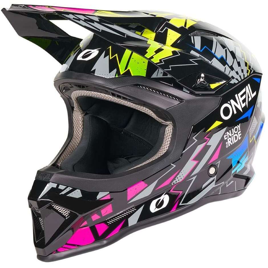Oneal 1SRS YOUTH STIXX V.27 Kids Motocross Enduro Helmet Black Multi
