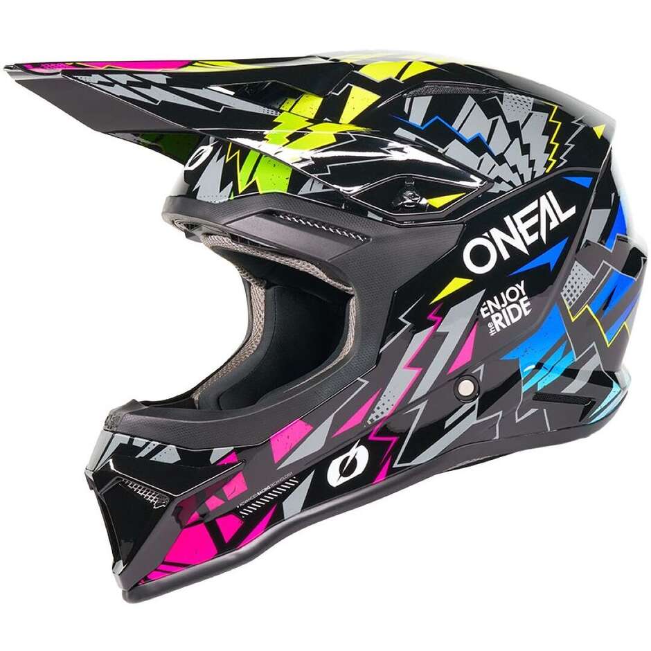 Oneal 1SRS YOUTH STIXX V.27 Kids Motocross Enduro Helmet Black Multi