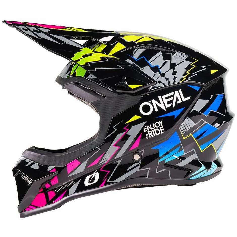 Oneal 1SRS YOUTH STIXX V.27 Kids Motocross Enduro Helmet Black Multi