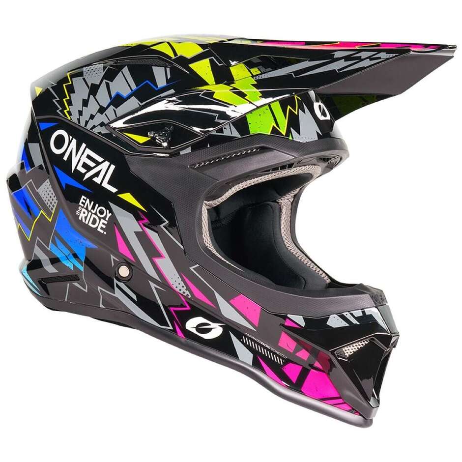 Oneal 1SRS YOUTH STIXX V.27 Kids Motocross Enduro Helmet Black Multi