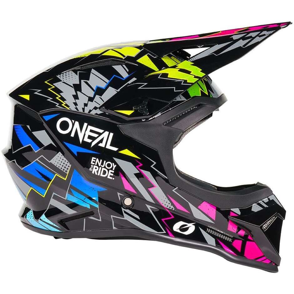 Oneal 1SRS YOUTH STIXX V.27 Kids Motocross Enduro Helmet Black Multi