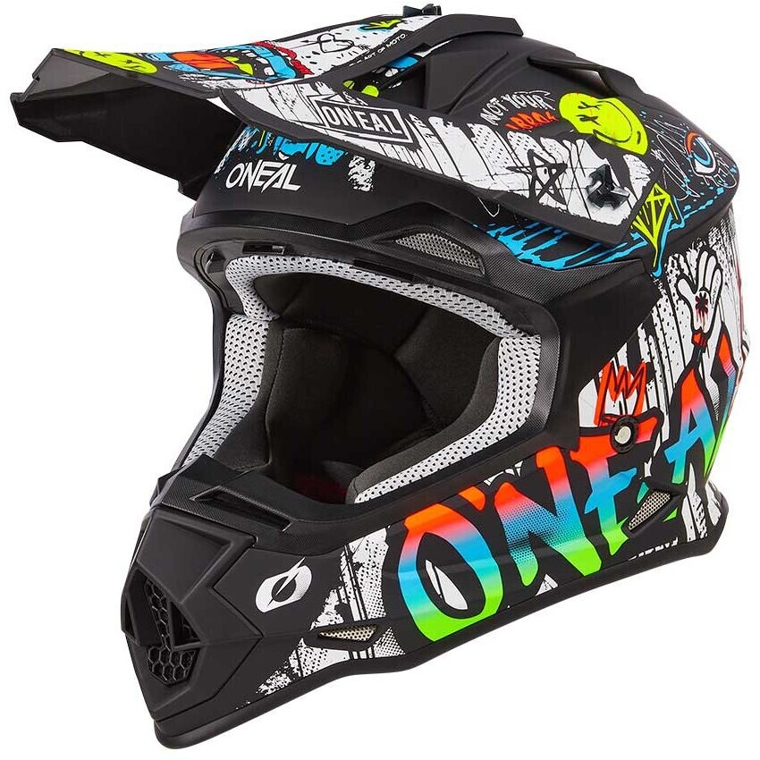 Oneal 2SRS RANCID Cross Enduro Motorradhelm Schwarz/Weiß