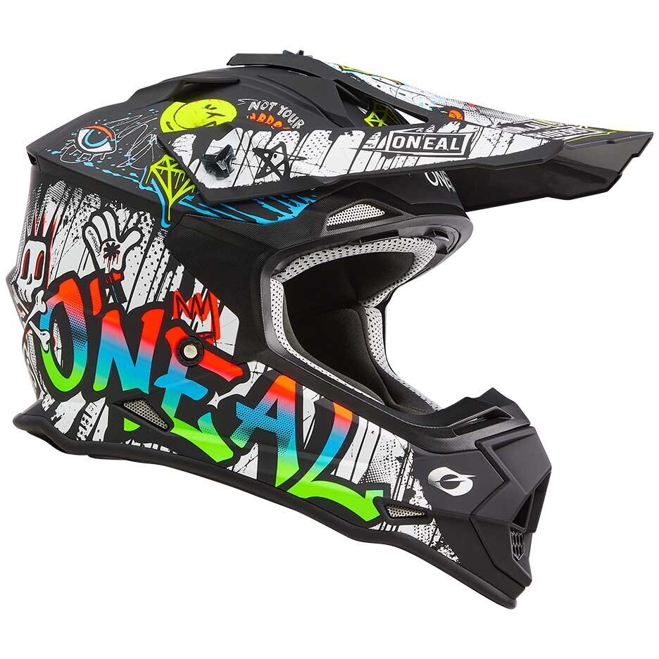 Oneal 2SRS RANCID Cross Enduro Motorradhelm Schwarz/Weiß