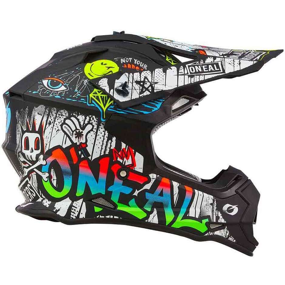 Oneal 2SRS RANCID Cross Enduro Motorradhelm Schwarz/Weiß
