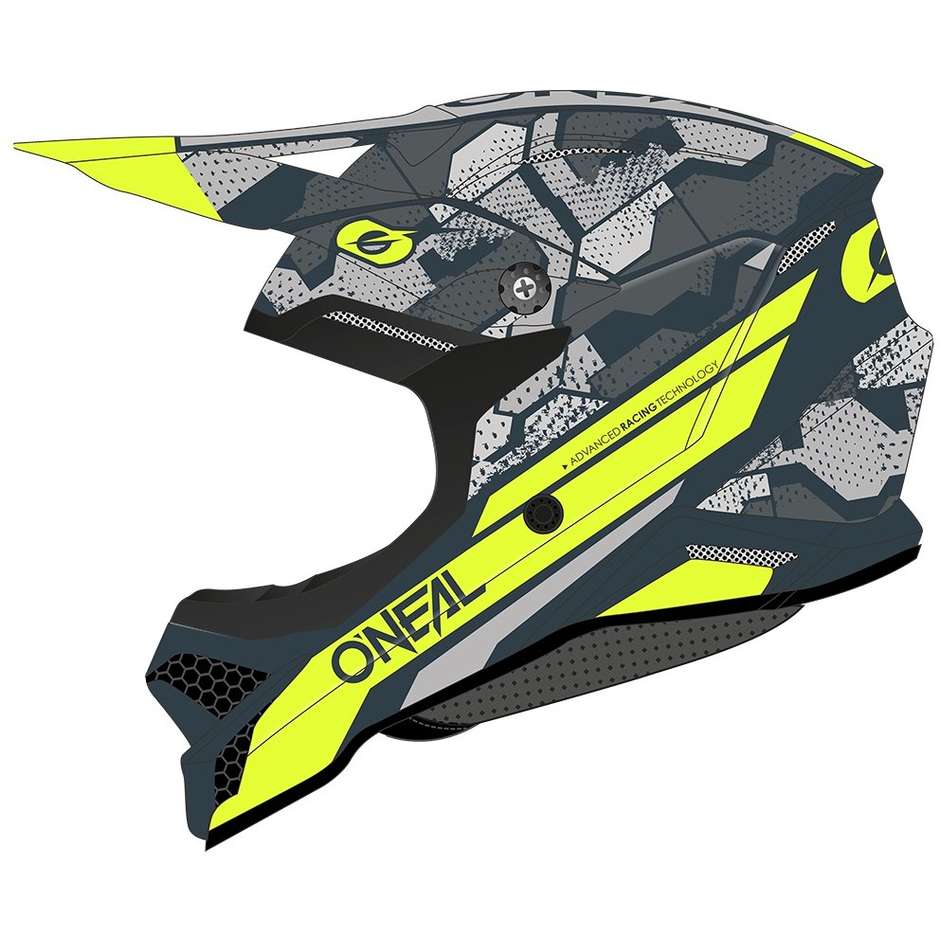 Oneal 3Srs CAMO V.22 Cross Enduro Motorcycle Helmet Gray Yellow