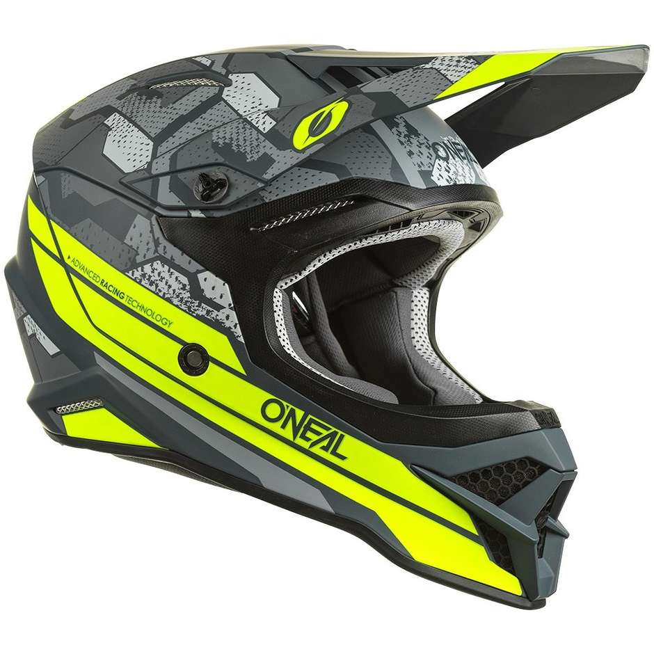 Oneal 3Srs CAMO V.22 Cross Enduro Motorcycle Helmet Gray Yellow