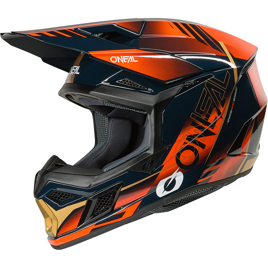 O'NEAL 3SRS HAZE Motocross Enduro Helmet Blue Orange Gold