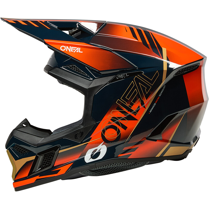 O'NEAL 3SRS HAZE Motocross Enduro Helmet Blue Orange Gold